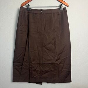 Harve Benard‎ Wool Skirt Sz 14 Brown Midi Pleated Career Business Casual Neutral